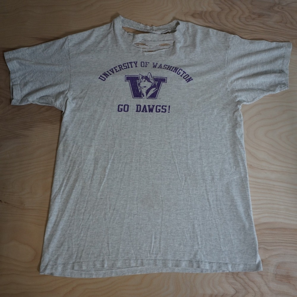 Vintage University of Washington Huskies T-Shirt XL Thrashed Go Dawgs USA Made